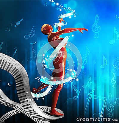 Background with dancing girl Stock Photo