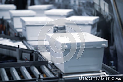 Background defocused blurred image of logistics warehouse Stock Photo
