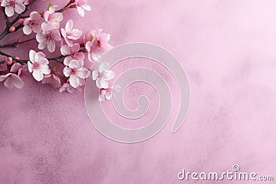 Background with delicate flowers on the side with space for text, Valentine's Day Stock Photo