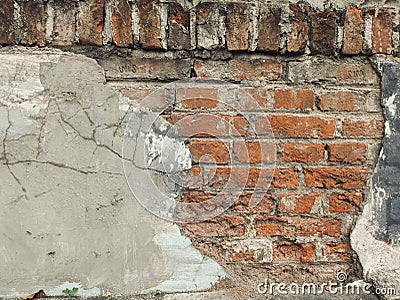 Background of a demolished building... Bricks that are badly damaged... Stock Photo