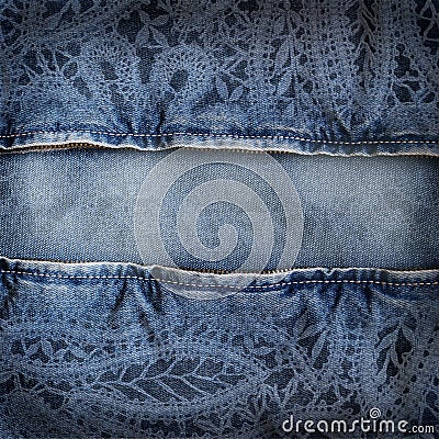 Background denim texture with lace pattern Stock Photo