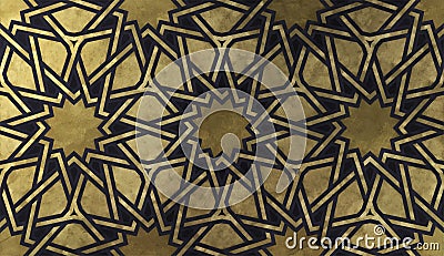 Islamic decorative pattern with golden artistic texture. Stock Photo