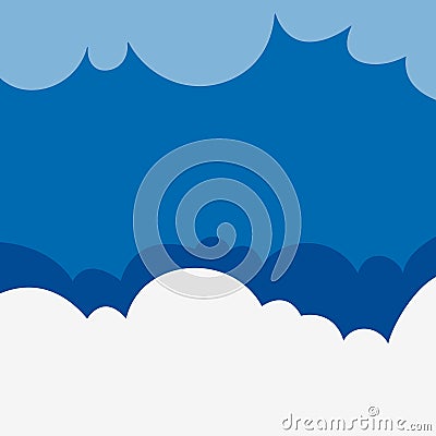 Background design with fluffy clouds on blue sky Vector Illustration