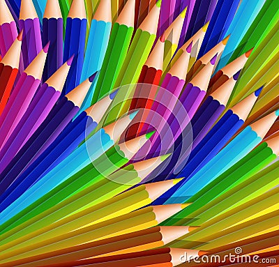 Background design with lots of color pencils Vector Illustration