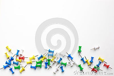 Multicolored clerical buttons on a white background Stock Photo