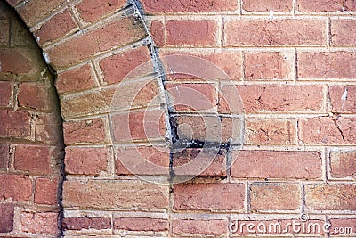 Detail of apparent brick wall with closeup of an arc Stock Photo