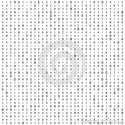 Background With Digits On Screen. binary code zero one matrix white background. banner, pattern, wallpaper. Abstract Vector Illustration