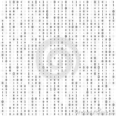 Background With Digits On Screen. binary code zero one matrix white background. banner, pattern, wallpaper. Abstract Vector Illustration