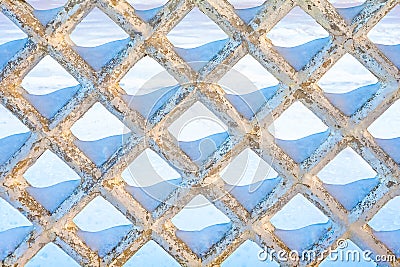 Background with dimonds made from concrete. Backdrop of dimonds on white background. Pattern, sample for design. Part of Stock Photo