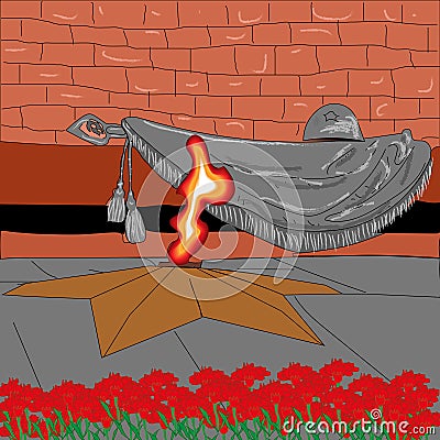 Background drawing for the holiday victory day memory of soldiers Vector Illustration