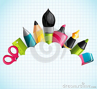 Background with drawing and writing tools Vector Illustration