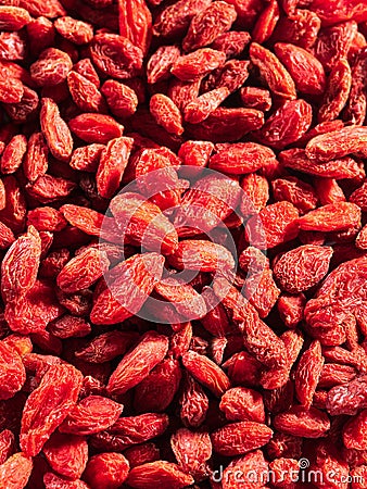 Background of dried goji berries. Super foods Stock Photo