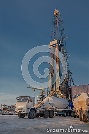 Cementing works while drilling an oil and gas well Stock Photo
