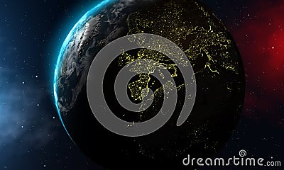 Earth with an overview of the universe, Cloudy Galaxies, Background, Stars, Abstract Design Stock Photo