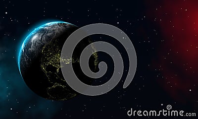 Earth with an overview of the universe, Stars, Background, Cloudy Galaxies, Abstract Design Stock Photo