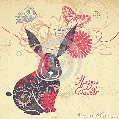 Background with Easter Rabbit Vector Illustration