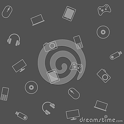 Background With Electronic Devices Vector Illustration