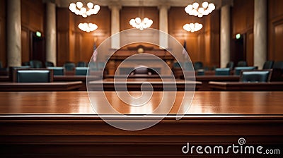 Background of an empty courtroom. Empty blurred courtroom background Stock Photo