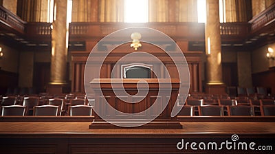 Background of an empty courtroom. Empty blurred courtroom background Stock Photo