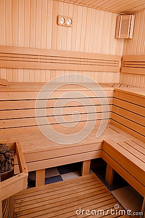 background of empty sauna room Stock Photo