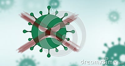 Background of evil virus disease illustration with copy space as banner. Corona, covid-19, global pandemic concept Cartoon Illustration