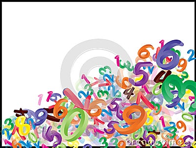 Background of falling cartoon numbers, digits. Funny, cheerful and colorful illustration for children on white background Cartoon Illustration