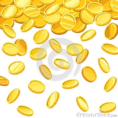 Background with falling golden coins. Vector illustration. Vector Illustration