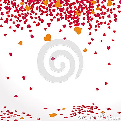 Background with falling hearts in red Vector Illustration