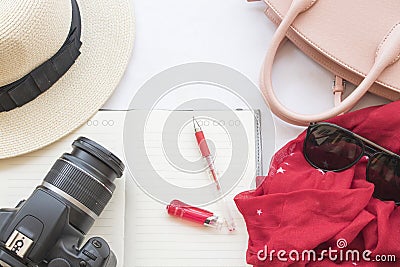 Background fashion of woman prepare journey Stock Photo