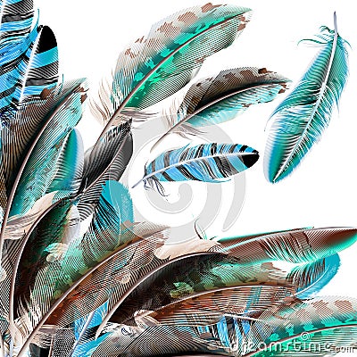 Background with feathers in realistic style Stock Photo