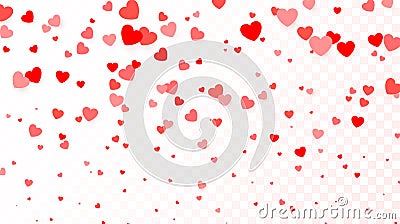 Background with flying red hearts. Heart background For design poster, wedding invitation, Mothers day, Valentines day, Womens day Vector Illustration