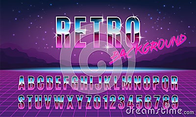 Background and font in style arcades the 80s. Vector illustration. Vector Illustration