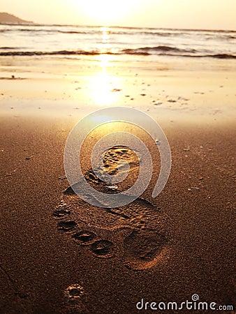 Background of a footprints on the seasand Stock Photo