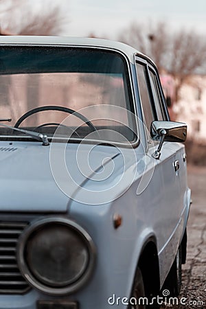 Background fragment old Soviet vintage retro car Lada Zhiguli Russian VAZ-2101 penny made in the USSR Stock Photo