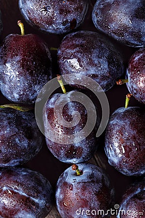 Background fresh sweet plums Stock Photo