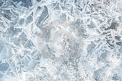 Background frozen water with fancy patterns. Stock Photo