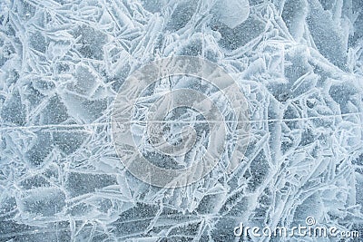 Background frozen water with fancy patterns. Stock Photo