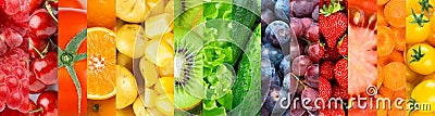 Background of fruits, vegetables and berries. Fresh food Stock Photo