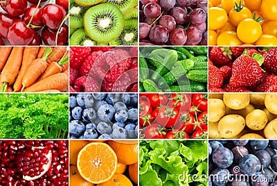 Background of fruits, vegetables and berries. Fresh food. Healthy food. Vitamins Stock Photo