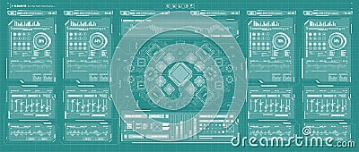 Background with futuristic user interface. Design concept with HUD elements. Vector Illustration