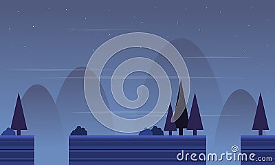 Background game with spruce scenery Vector Illustration