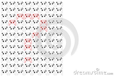 Background from gamepads in light colors, partially painted in red in the shape of a question mark. Stock Photo