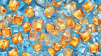 background glass of water with ice cubes, showing the coolness and the freshness of water. Stock Photo