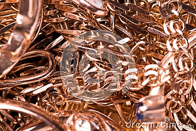 Gold jewelry close-up Stock Photo