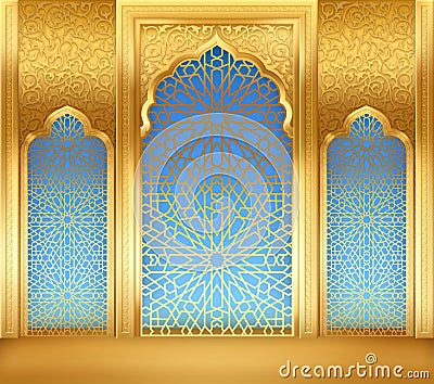 Background with Golden Arches and Pattern Vector Illustration