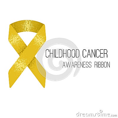 Background with golden childhood cancer awareness ribbon symbol Vector Illustration