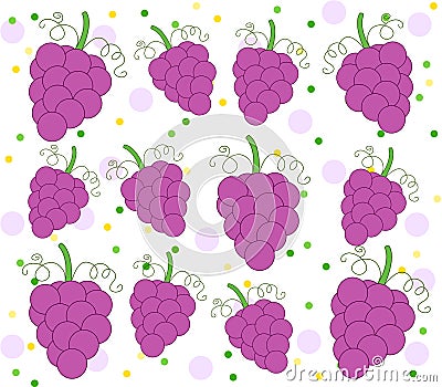 Background with grape pattern and dots Vector Illustration