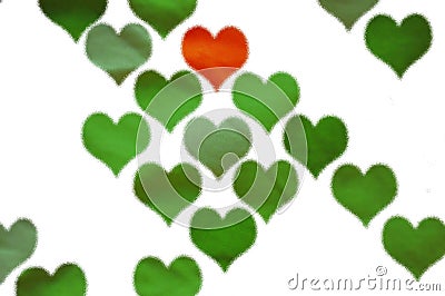 Background with green hearts Stock Photo