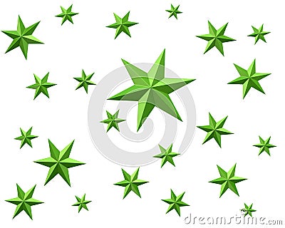 Background with green stars Cartoon Illustration