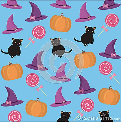 Background with halloween attributes Vector Illustration